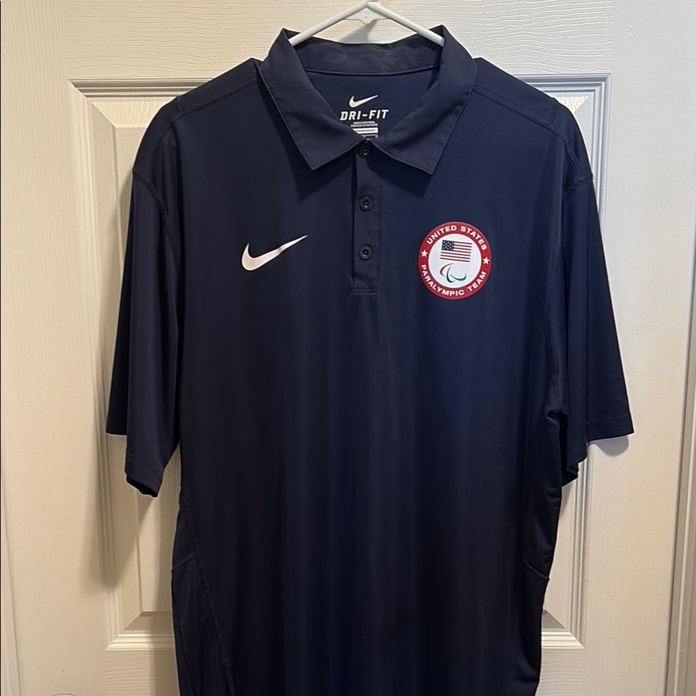 United States Paralympic Team, Nike Navy Blue Polo Shirt, Men's size Large